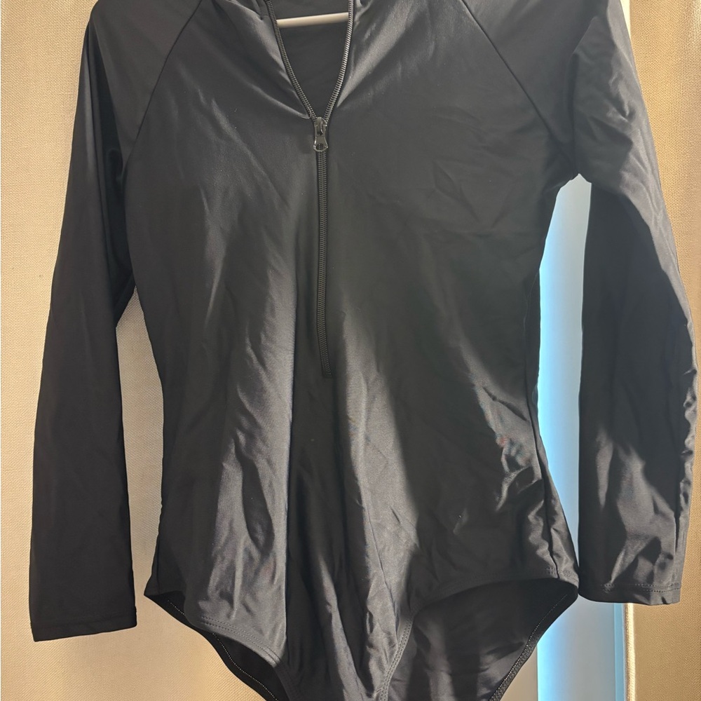 Black Long Sleeve Zip-Up Bodysuit